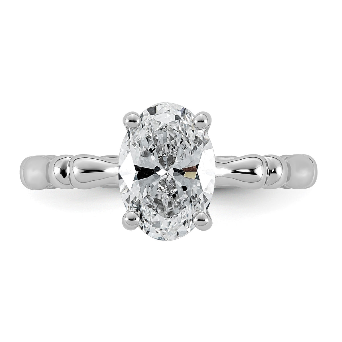 Bezel Oval Lab-Grown Diamond Engagement Ring in 14K White Gold (1 5/8 ct. tw.), Size 7 - Sophia Jewelers