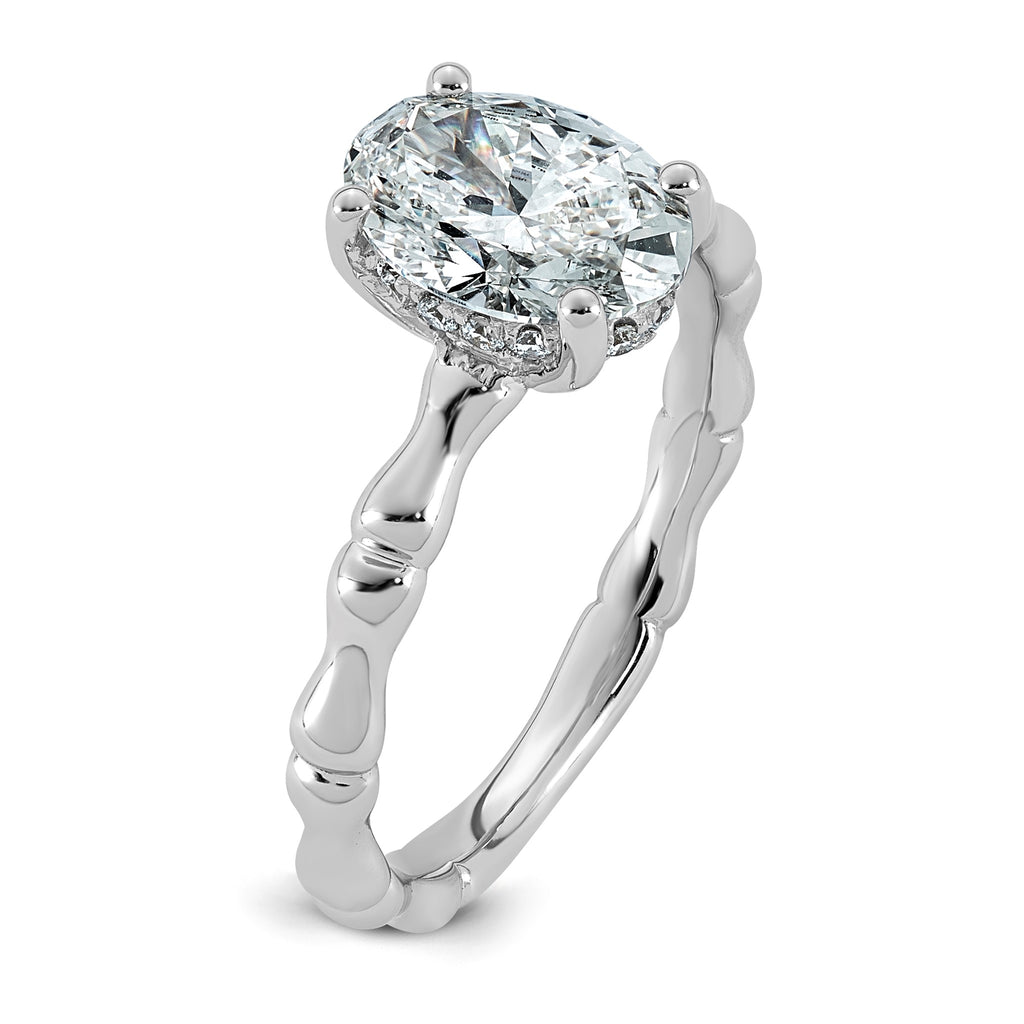 Bezel Oval Lab-Grown Diamond Engagement Ring in 14K White Gold (1 5/8 ct. tw.), Size 7 - Sophia Jewelers