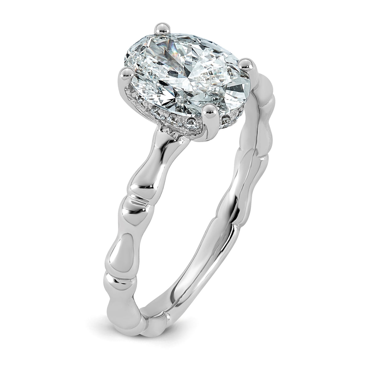 Bezel Oval Lab-Grown Diamond Engagement Ring in 14K White Gold (1 5/8 ct. tw.), Size 7 - Sophia Jewelers