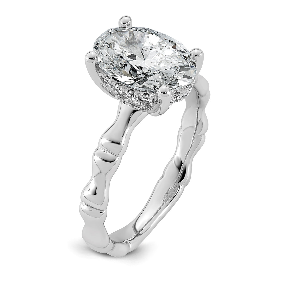Oval Lab-Grown Diamond Engagement Ring in 14K White Gold (2 5/8 ct. tw.), Size 7 - Sophia Jewelers