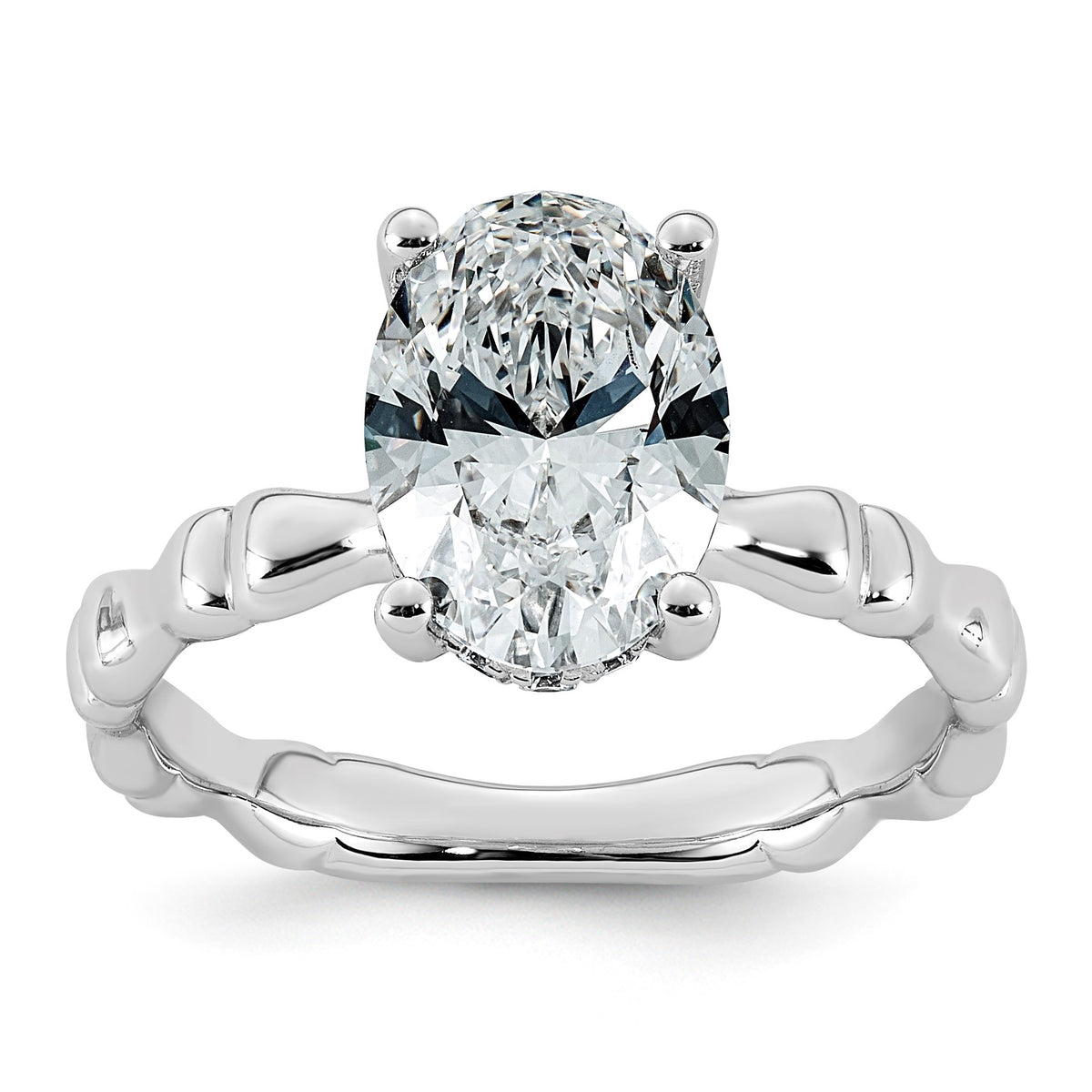 Oval Lab-Grown Diamond Engagement Ring in 14K White Gold (2 5/8 ct. tw.), Size 7 - Sophia Jewelers