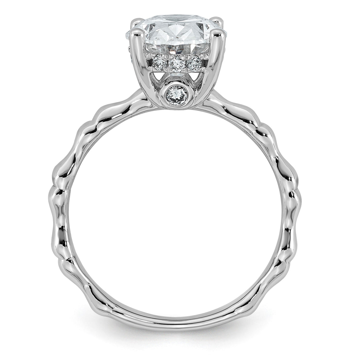 Oval Lab-Grown Diamond Engagement Ring in 14K White Gold (3 1/5 ct. tw.), Size 7 - Sophia Jewelers