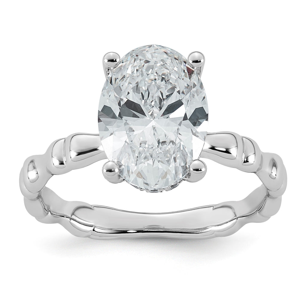 Oval Lab-Grown Diamond Engagement Ring in 14K White Gold (3 1/5 ct. tw.), Size 7 - Sophia Jewelers