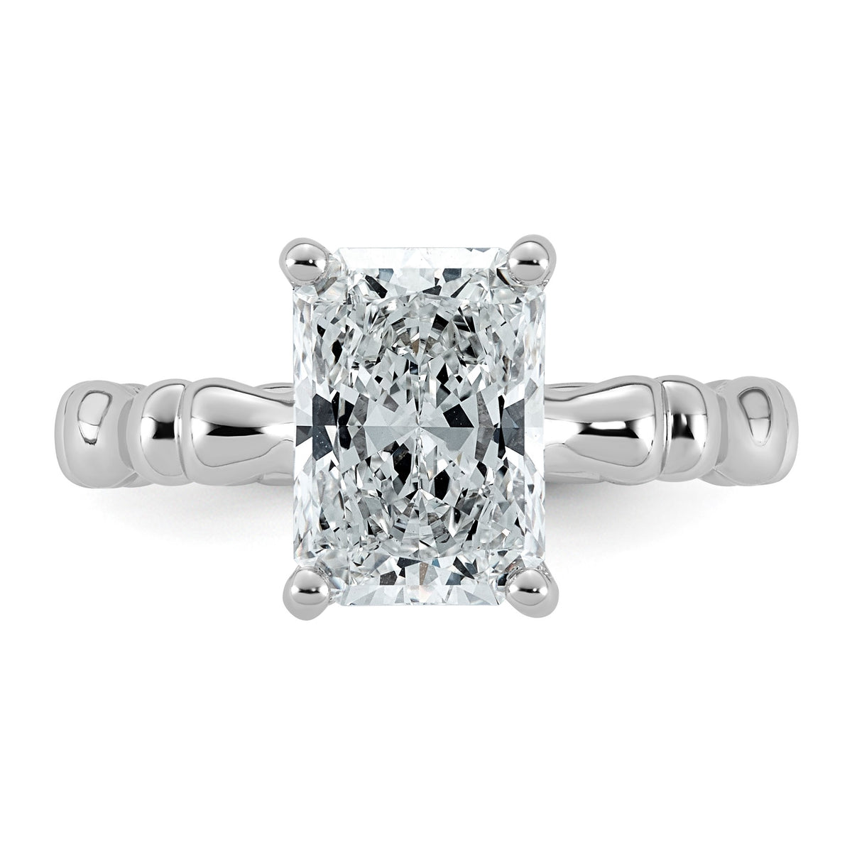 Cert Radiant Emerald-Cut Lab-Grown Diamond Engagement Ring in 14K White Gold (2 3/4 ct. tw.), Size 7 - Sophia Jewelers