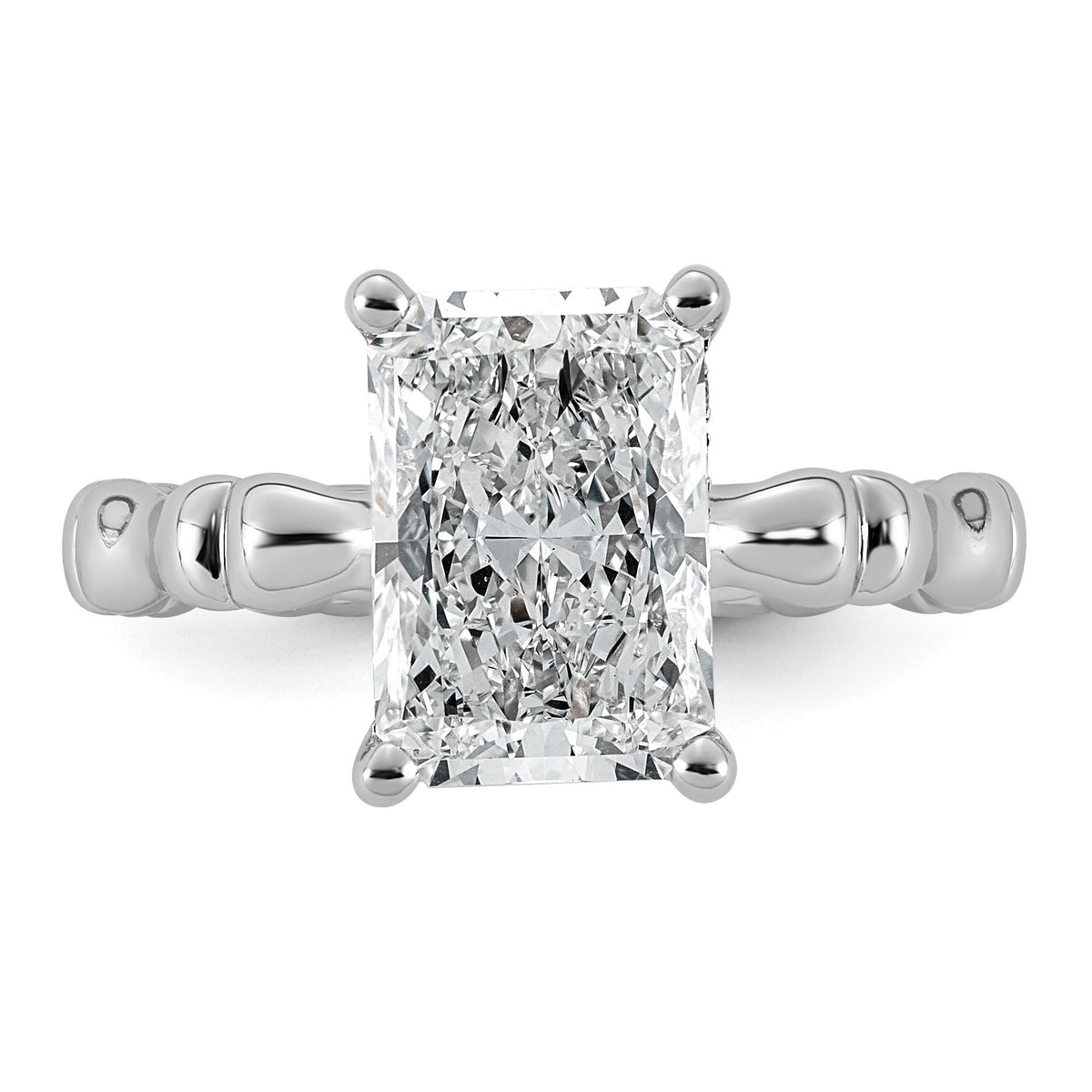 Emerald-Cut Lab-Grown Diamond Engagement Ring in 14K White Gold (3 1/5 ct. tw.), Size 7 - Sophia Jewelers
