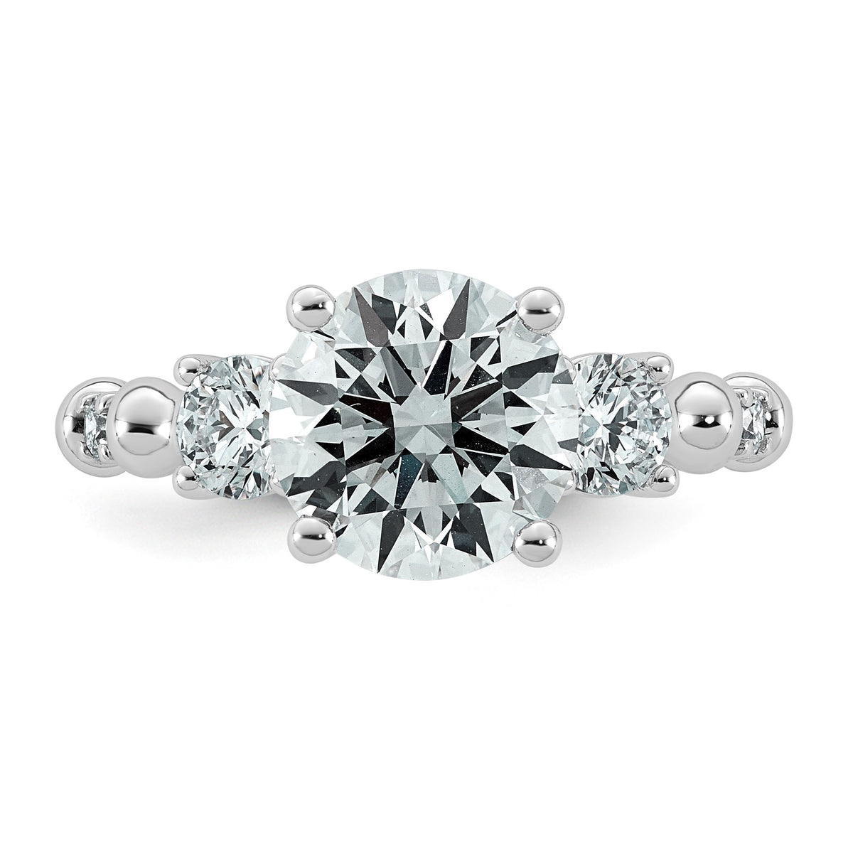Round Lab-Grown Diamond Engagement Ring in 14K White Gold (3 1/6 ct. tw.), Size 7 - Sophia Jewelers