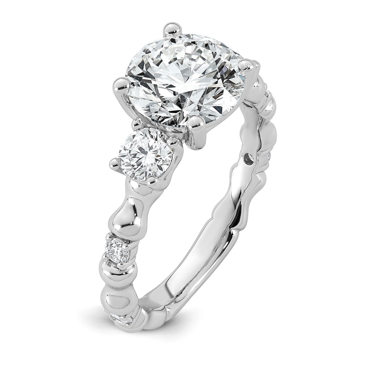 Round Lab-Grown Diamond Engagement Ring in 14K White Gold (3 1/6 ct. tw.), Size 7 - Sophia Jewelers
