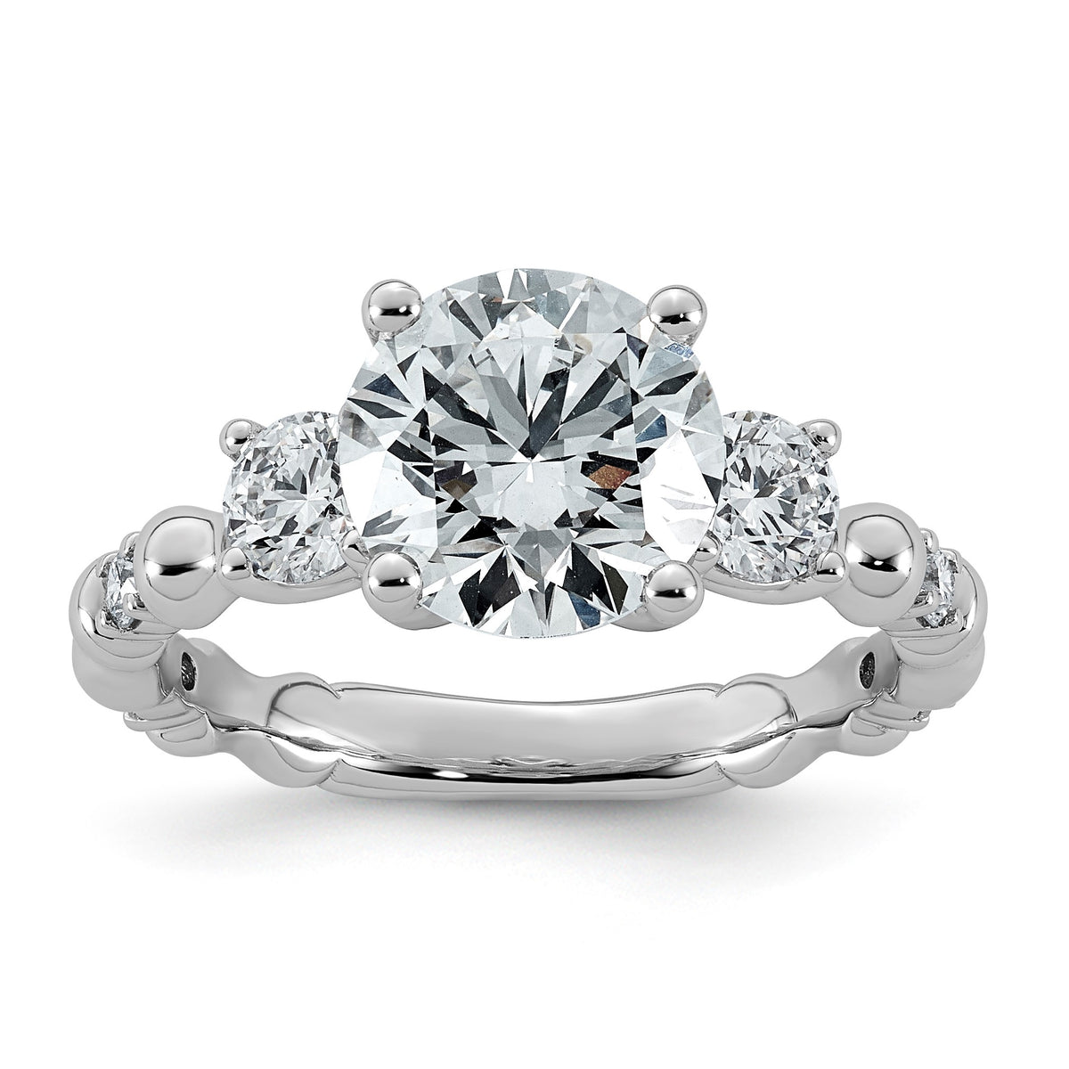 Round Lab-Grown Diamond Engagement Ring in 14K White Gold (3 1/6 ct. tw.), Size 7 - Sophia Jewelers