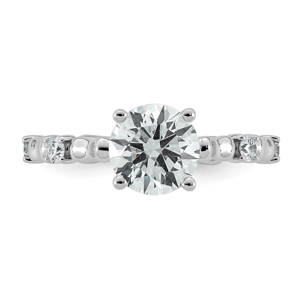 Round Lab-Grown Diamond Engagement Ring in 14K White Gold (1 5/8 ct. tw., VS+ F+), Size 7 - Sophia Jewelers