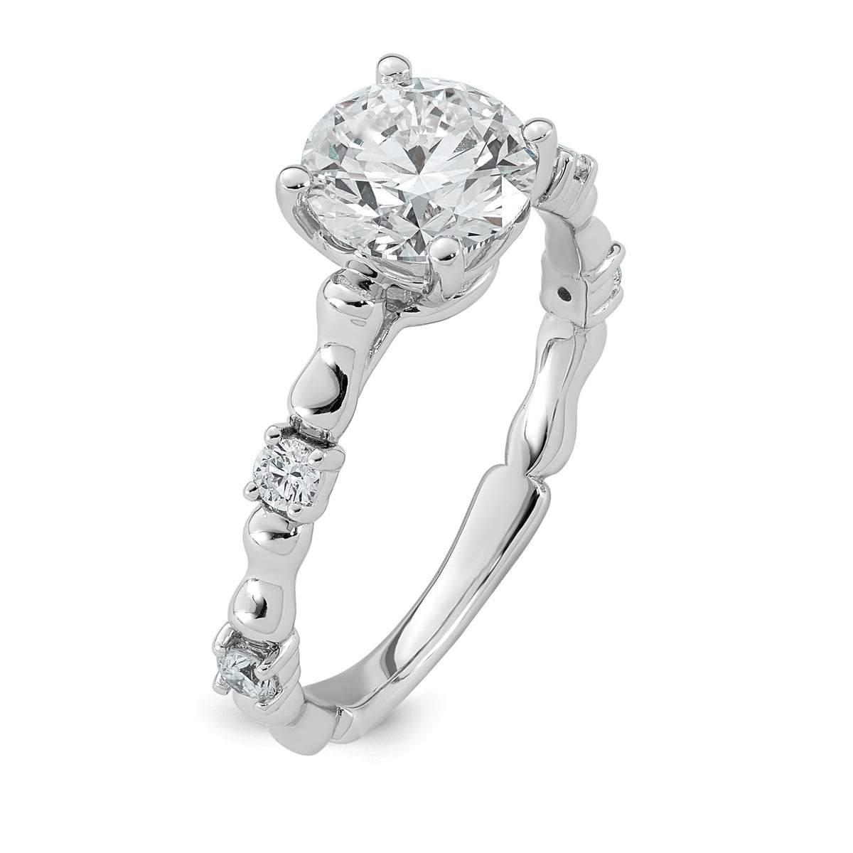 Round Lab-Grown Diamond Engagement Ring in 14K White Gold (1 5/8 ct. tw., VS+ F+), Size 7 - Sophia Jewelers