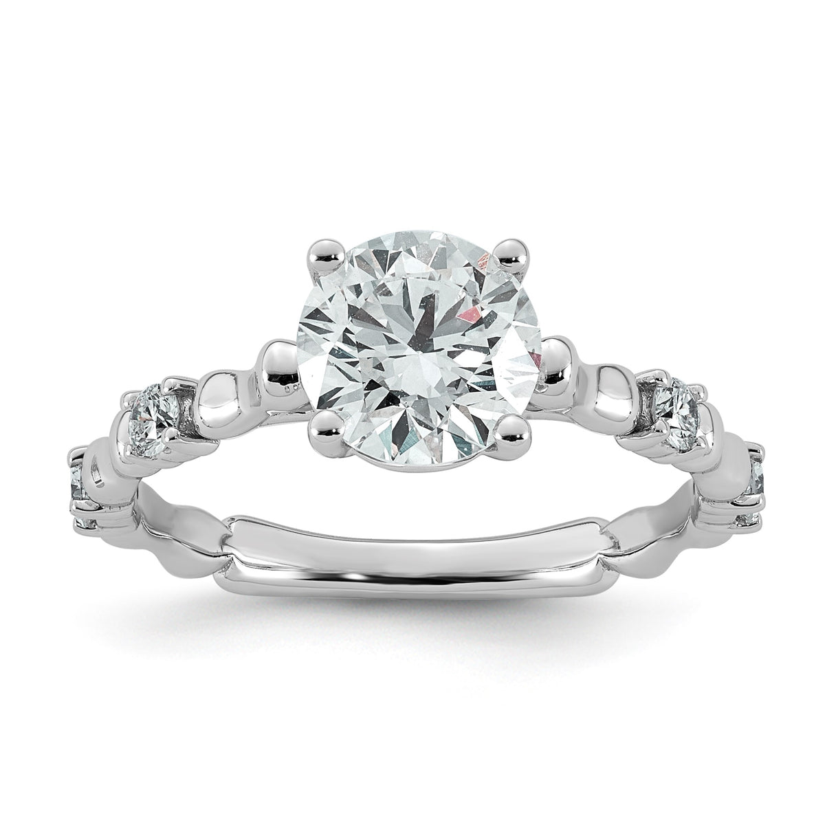 Round Lab-Grown Diamond Engagement Ring in 14K White Gold (1 5/8 ct. tw., VS+ F+), Size 7 - Sophia Jewelers