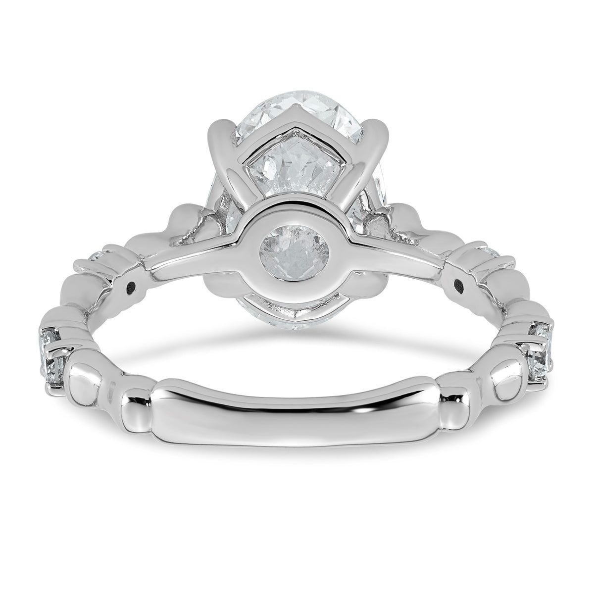 Comp Oval Lab-Grown Diamond Engagement Ring in 14K White Gold (2 3/4 ct. tw., VS+ F+), Size 7 - Sophia Jewelers