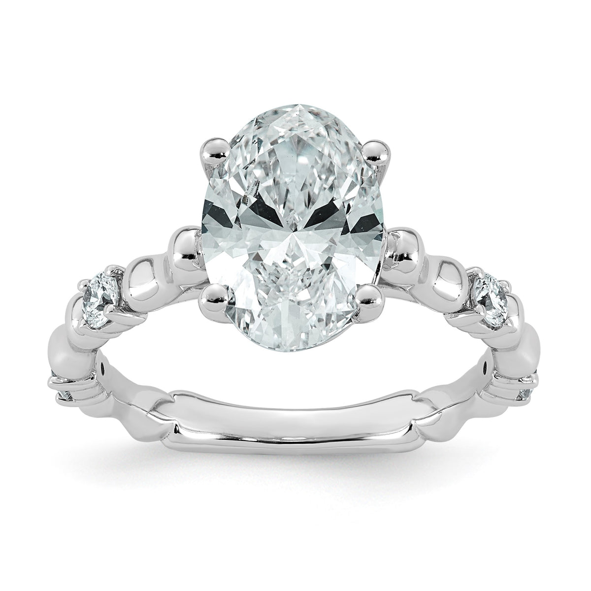 Comp Oval Lab-Grown Diamond Engagement Ring in 14K White Gold (2 3/4 ct. tw., VS+ F+), Size 7 - Sophia Jewelers