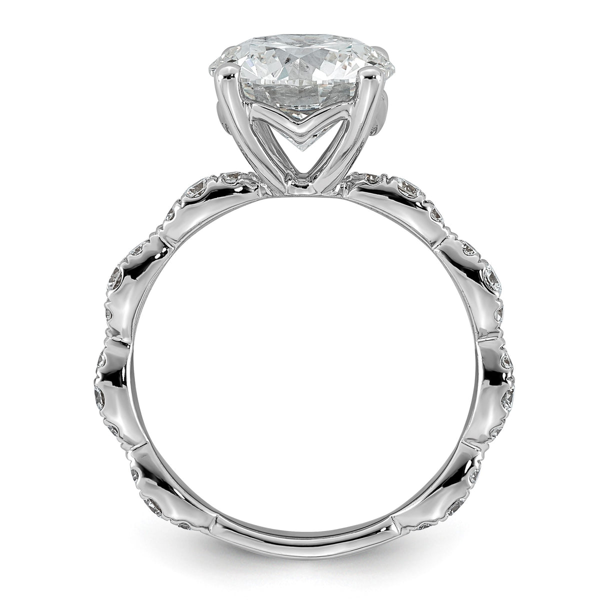 Comp Round Lab-Grown Diamond Engagement Ring in 14K White Gold (3 1/2 ct. tw., VS+ F+), Size 7 - Sophia Jewelers