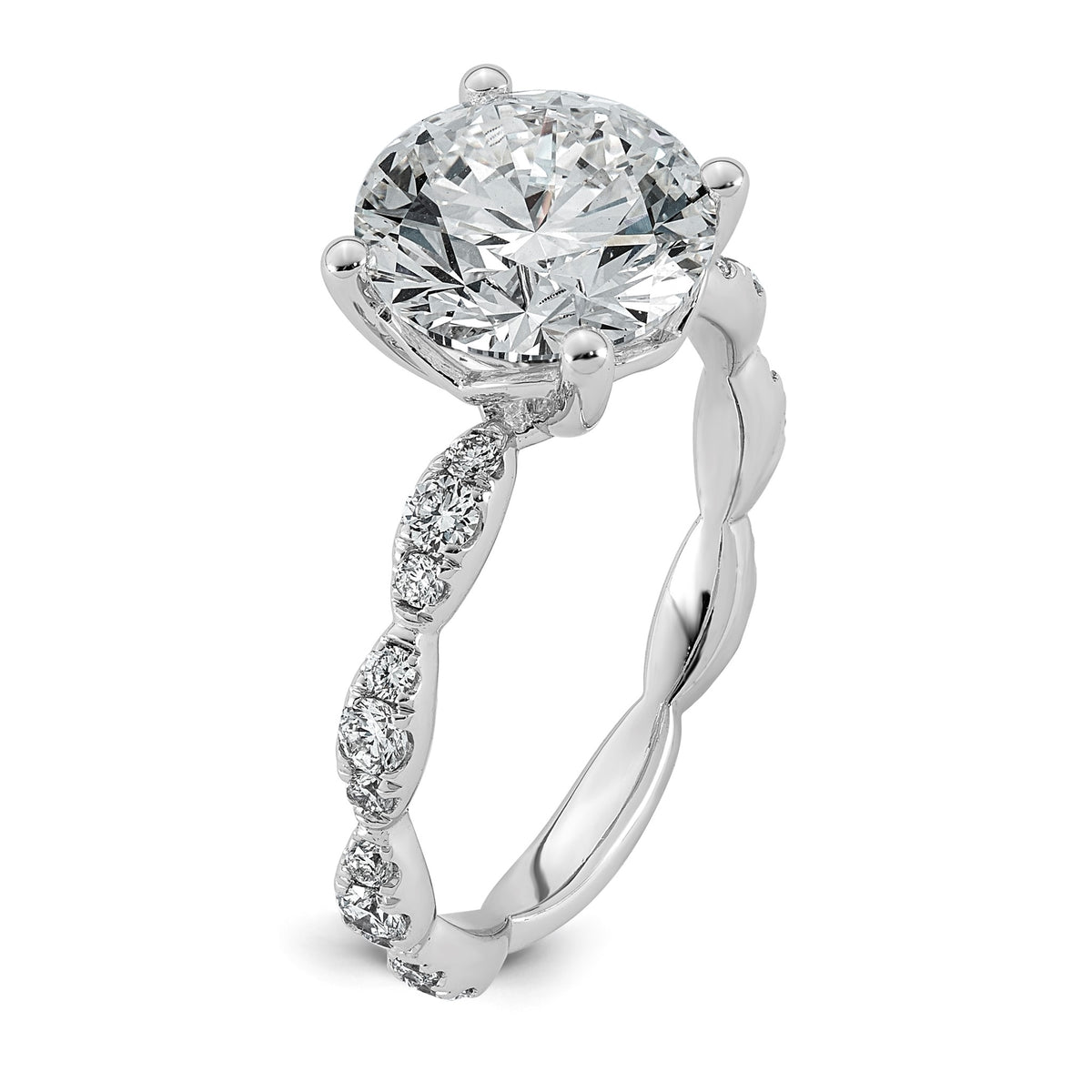 Comp Round Lab-Grown Diamond Engagement Ring in 14K White Gold (3 1/2 ct. tw., VS+ F+), Size 7 - Sophia Jewelers