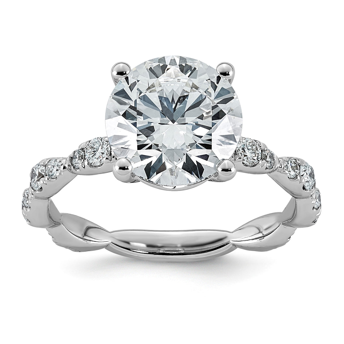 Comp Round Lab-Grown Diamond Engagement Ring in 14K White Gold (3 1/2 ct. tw., VS+ F+), Size 7 - Sophia Jewelers