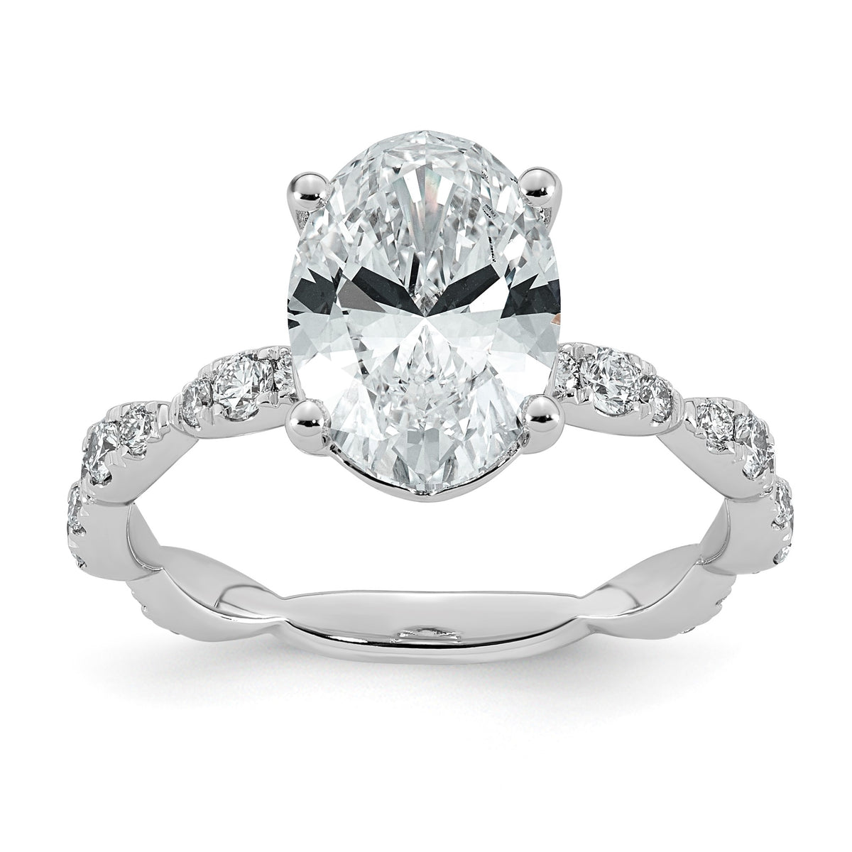 Comp Certified Oval Lab-Grown Diamond Engagement Ring in 14K White Gold (3 ct. tw.), Size 7 - Sophia Jewelers Main image