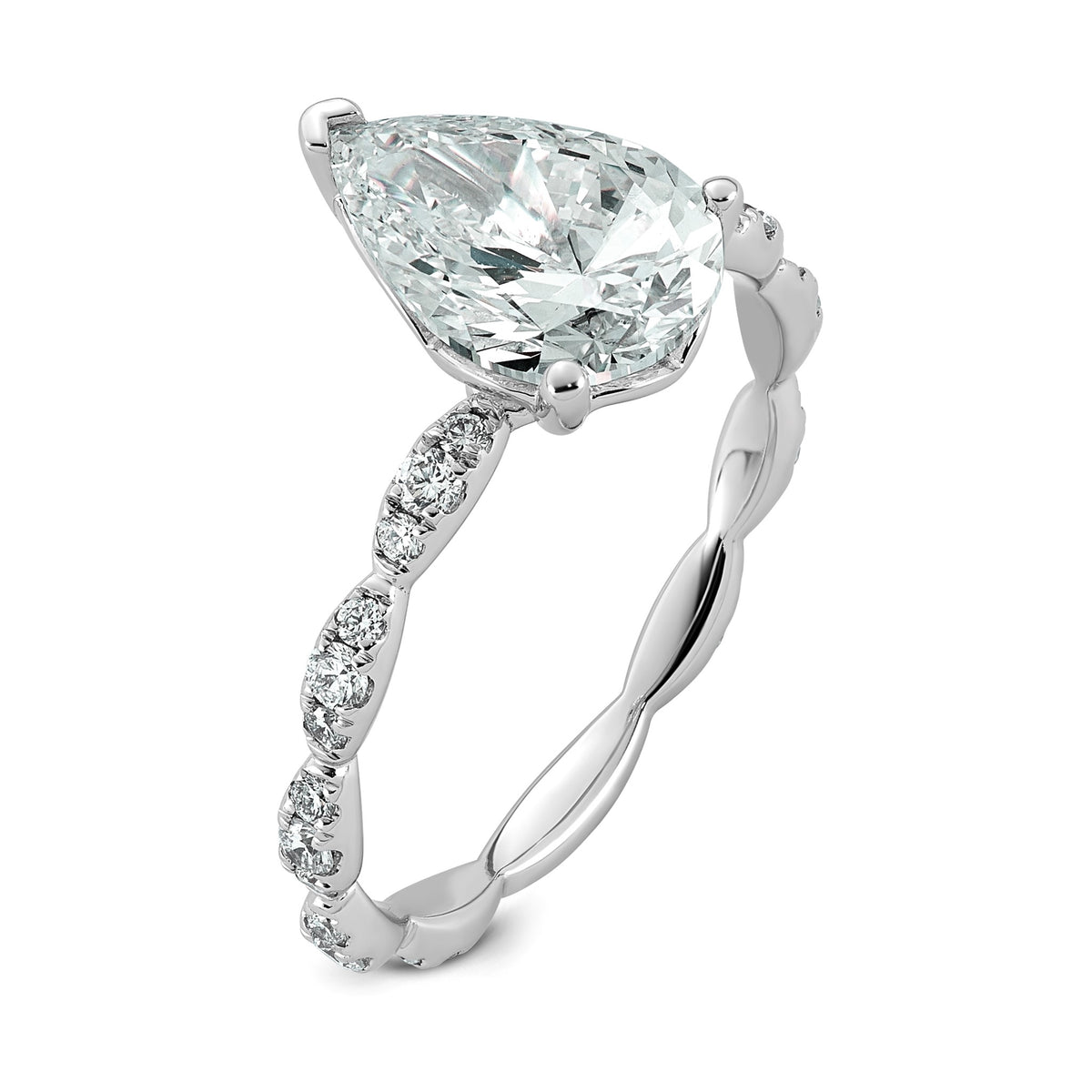 Pear Lab-Grown Diamond Engagement Ring in 14K White Gold (2 1/3 ct. tw.), Size 7 - Sophia Jewelers