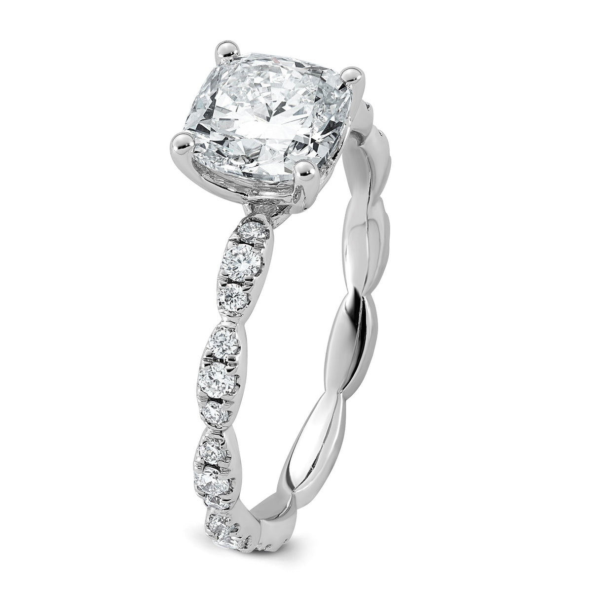 Cushion Lab-Grown Diamond Engagement Ring in 14K White Gold (1 7/8 ct. tw.), Size 7 - Sophia Jewelers