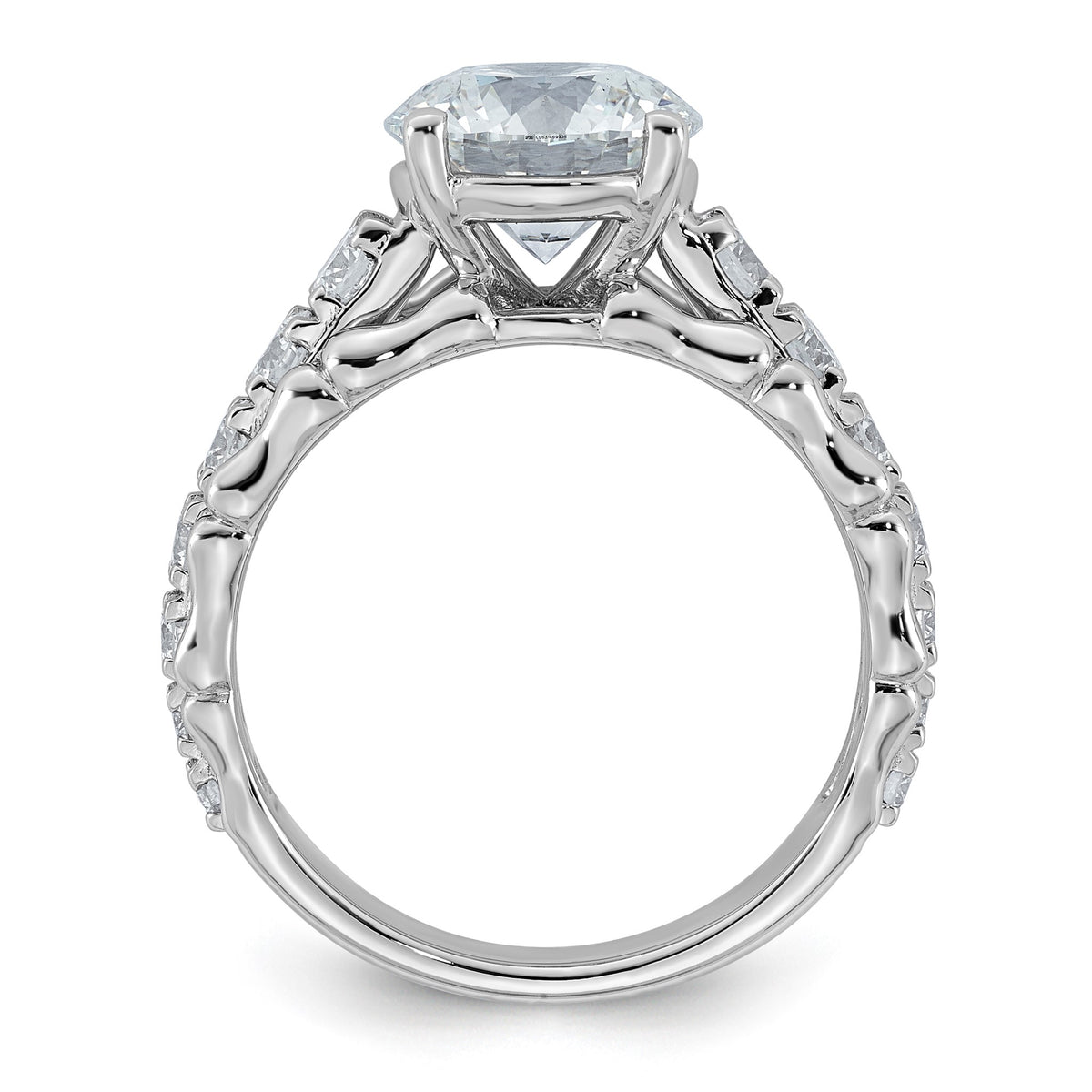 Round Lab-Grown Diamond Engagement Ring in 14K White Gold (3 3/8 ct. tw.), Size 7 - Sophia Jewelers
