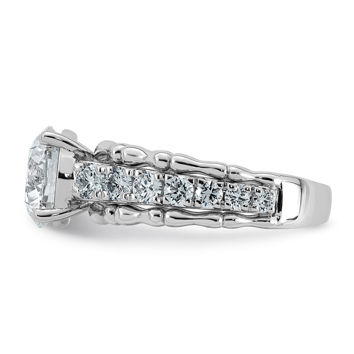 Round Lab-Grown Diamond Engagement Ring in 14K White Gold (3 3/8 ct. tw.), Size 7 - Sophia Jewelers