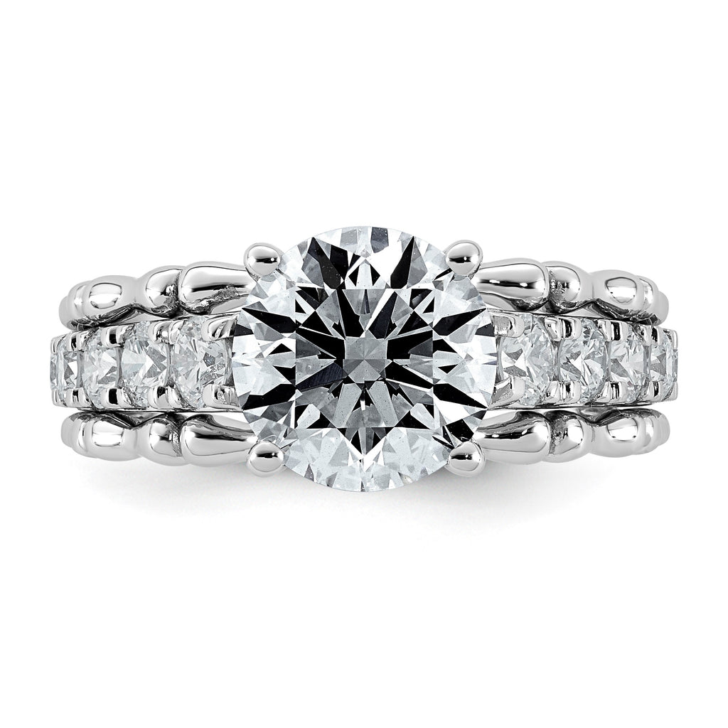 Round Lab-Grown Diamond Engagement Ring in 14K White Gold (3 3/8 ct. tw.), Size 7 - Sophia Jewelers