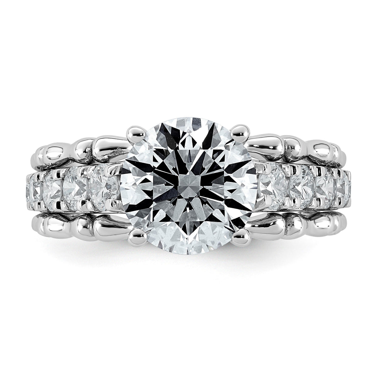 Round Lab-Grown Diamond Engagement Ring in 14K White Gold (3 3/8 ct. tw.), Size 7 - Sophia Jewelers