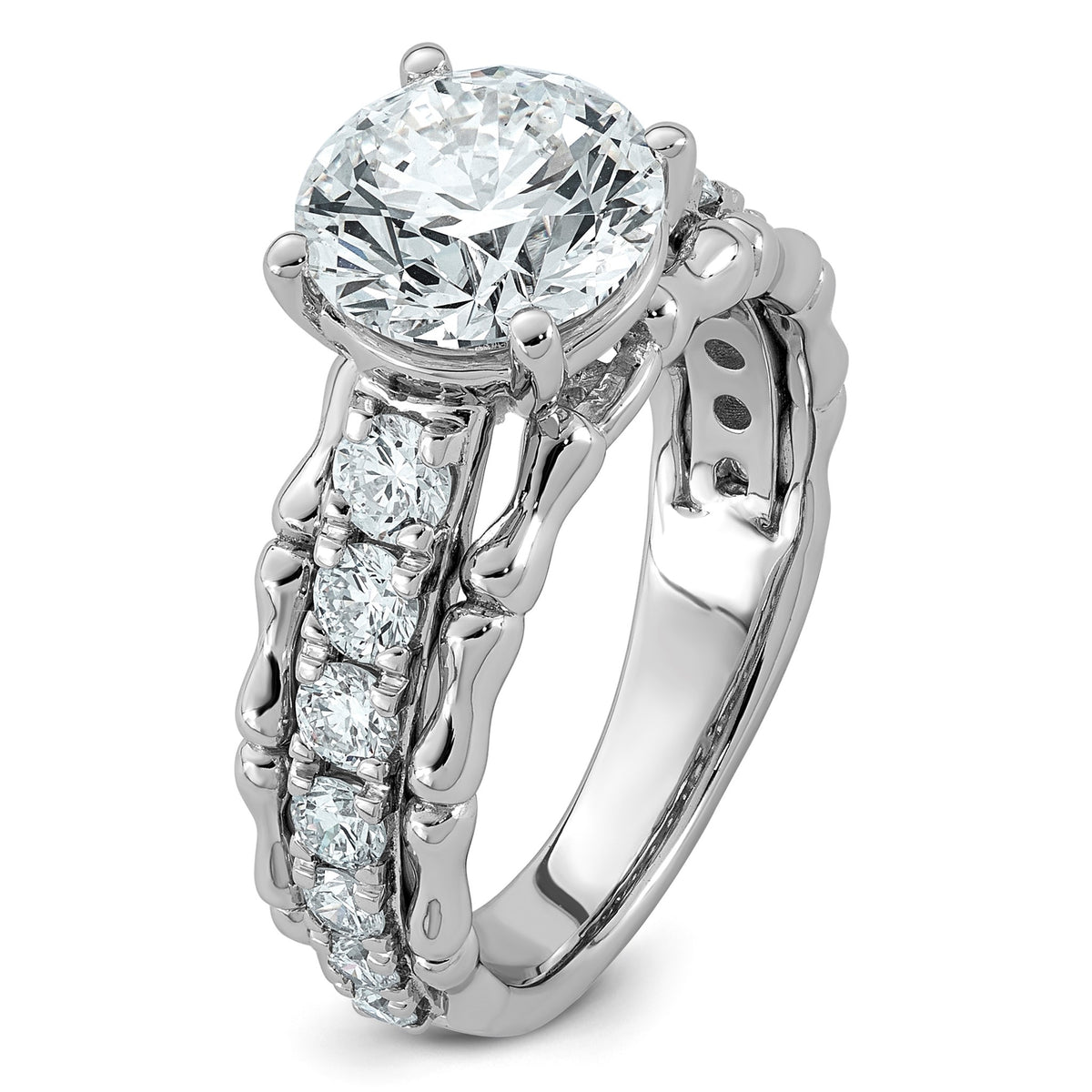 Round Lab-Grown Diamond Engagement Ring in 14K White Gold (3 3/8 ct. tw.), Size 7 - Sophia Jewelers