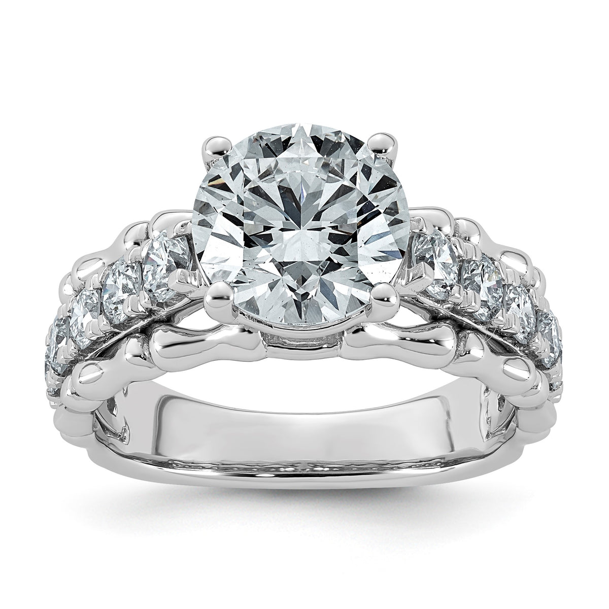 Round Lab-Grown Diamond Engagement Ring in 14K White Gold (3 3/8 ct. tw.), Size 7 - Sophia Jewelers