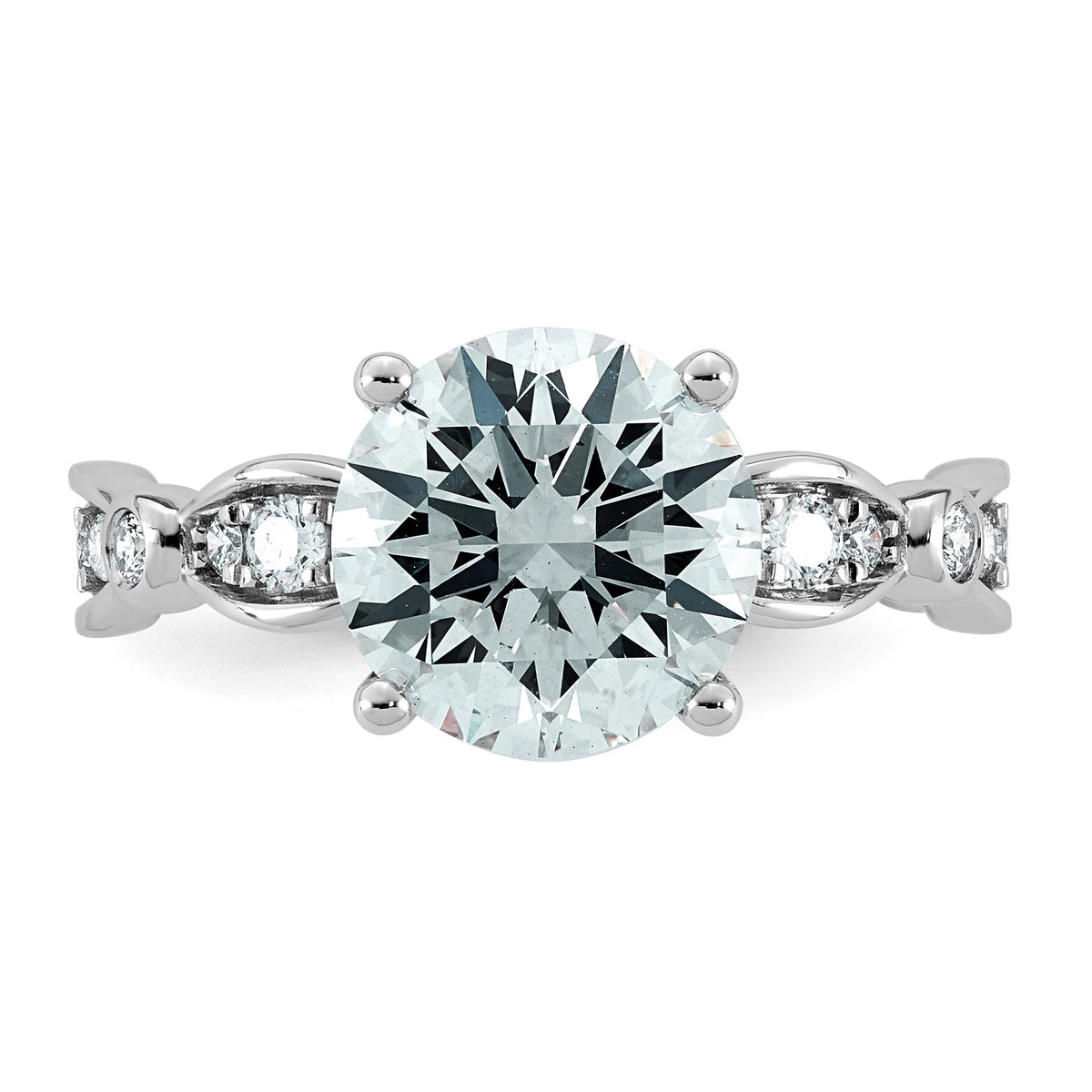 Round Lab-Grown Diamond Engagement Ring in 14K White Gold (3 1/3 ct. tw.), Size 7 - Sophia Jewelers