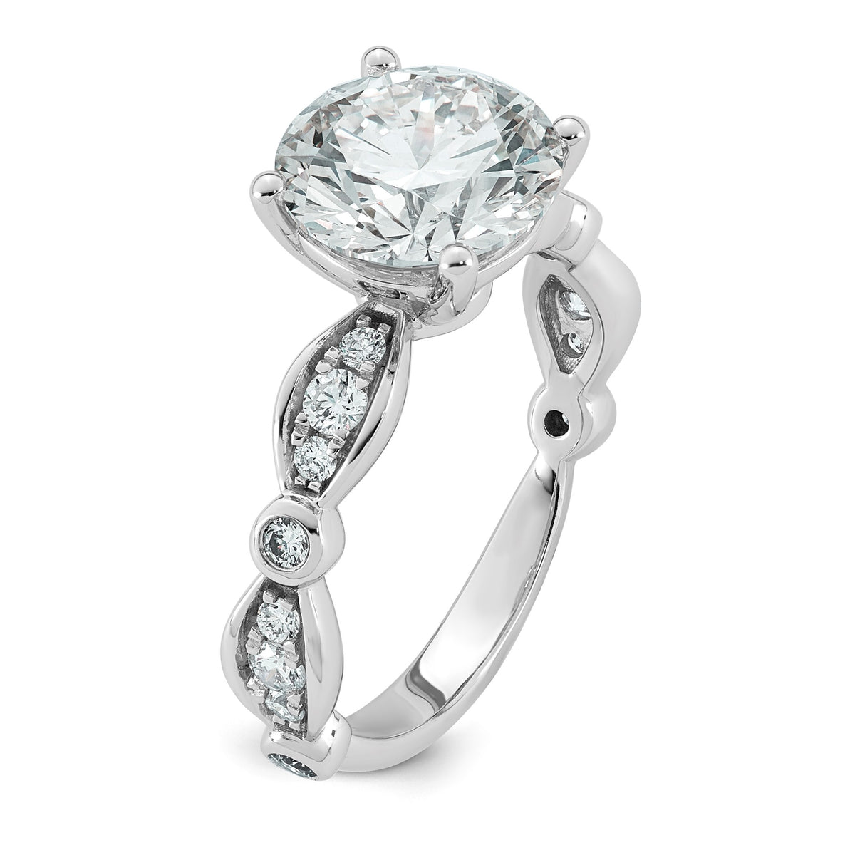 Round Lab-Grown Diamond Engagement Ring in 14K White Gold (3 1/3 ct. tw.), Size 7 - Sophia Jewelers