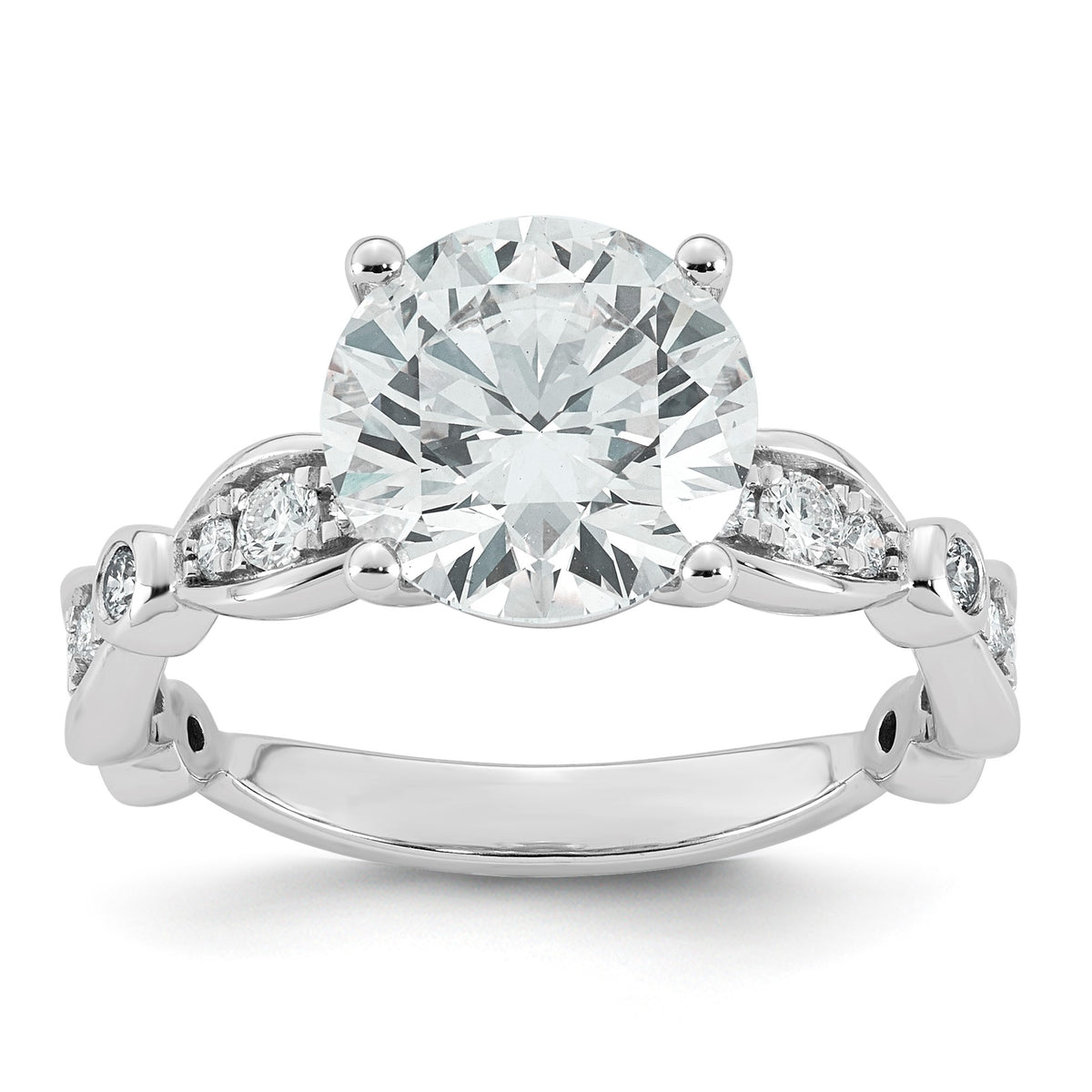 Round Lab-Grown Diamond Engagement Ring in 14K White Gold (3 1/3 ct. tw.), Size 7 - Sophia Jewelers