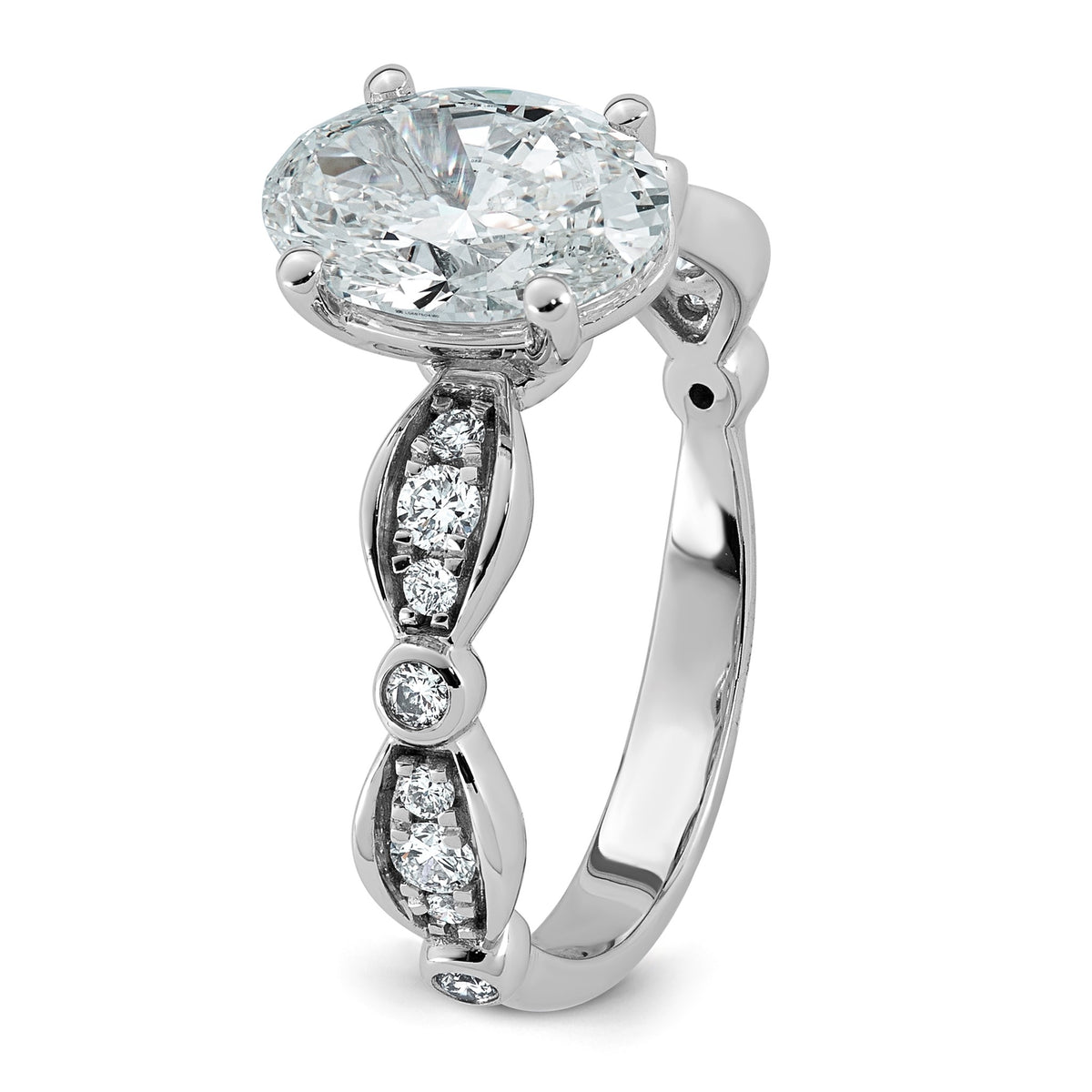 Oval Lab-Grown Diamond Engagement Ring in 14K White Gold (2 1/4 ct. tw.), Size 7 - Sophia Jewelers