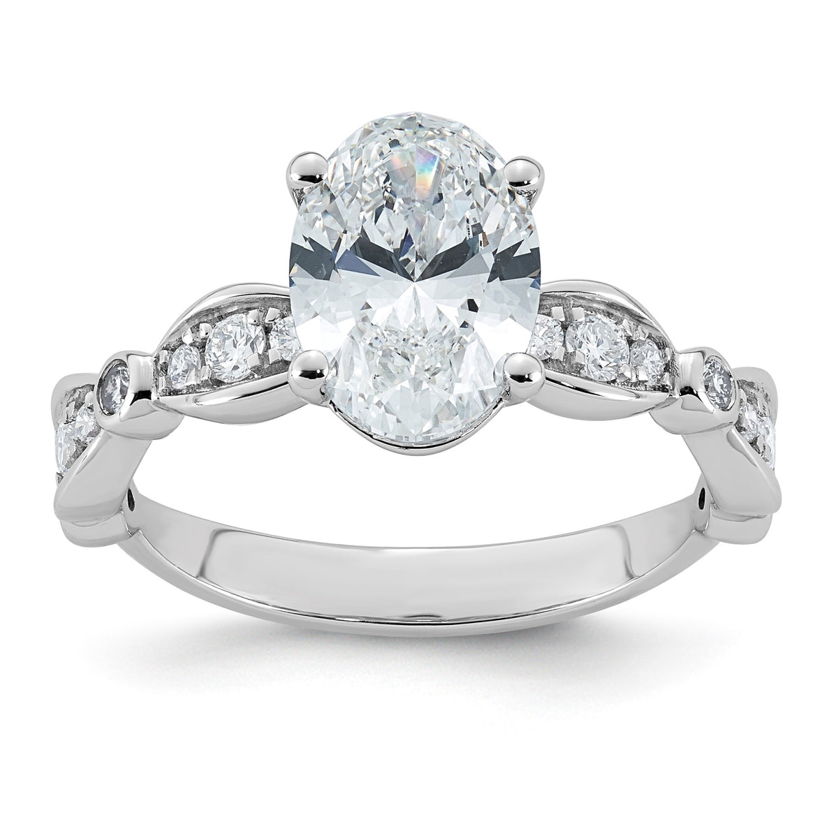 Oval Lab-Grown Diamond Engagement Ring in 14K White Gold (2 1/4 ct. tw.), Size 7 - Sophia Jewelers