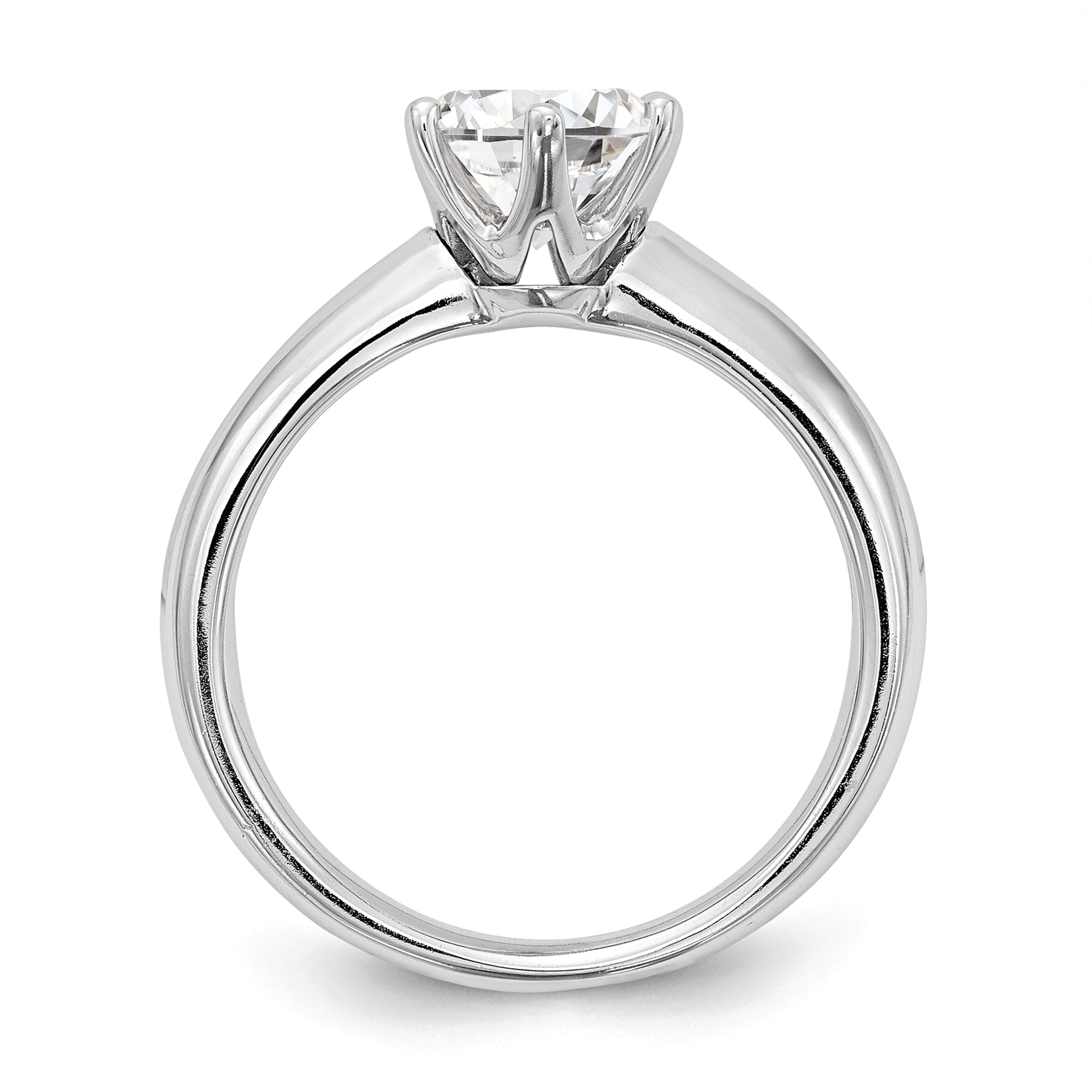 14k White Gold Six-Prong 1 carat center Round Solitaire Engagement Ring Mounting (No Stones Included)