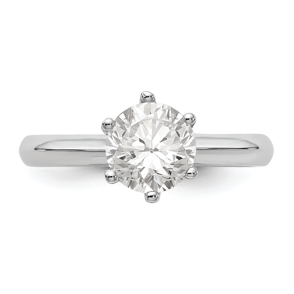 14k White Gold Six-Prong 1 carat center Round Solitaire Engagement Ring Mounting (No Stones Included)