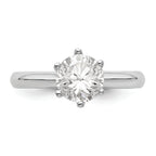 14k White Gold Six-Prong 1 carat center Round Solitaire Engagement Ring Mounting (No Stones Included)