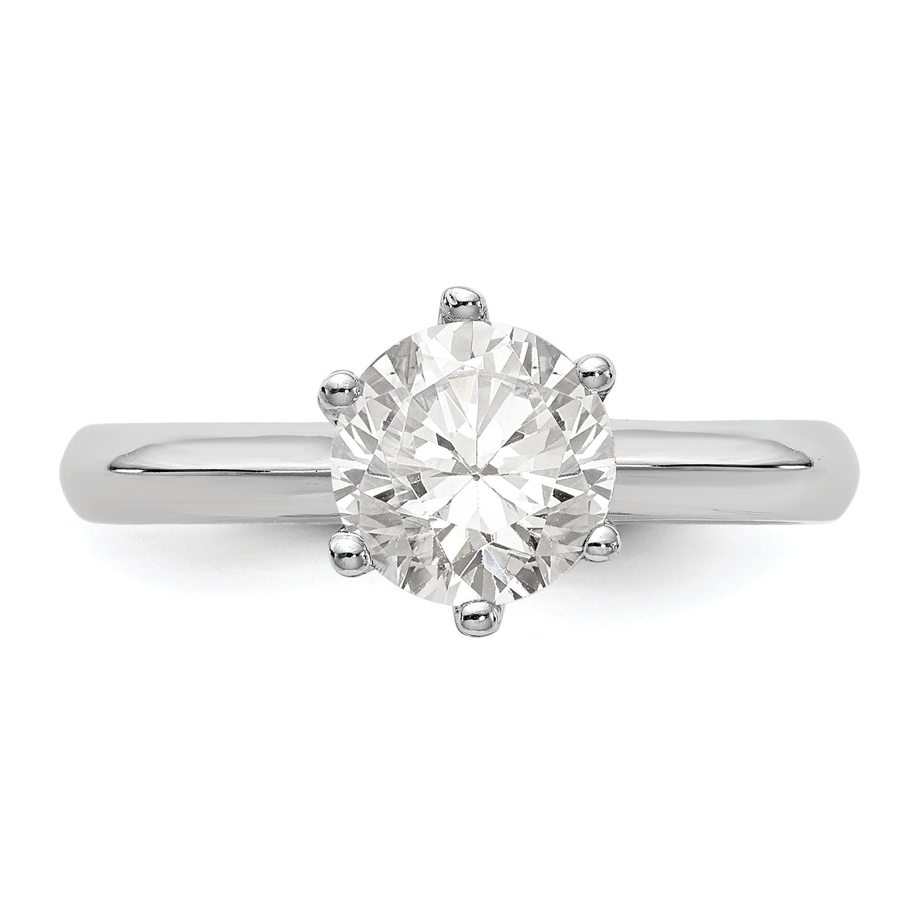 14k White Gold Six-Prong 1 carat center Round Solitaire Engagement Ring Mounting (No Stones Included)