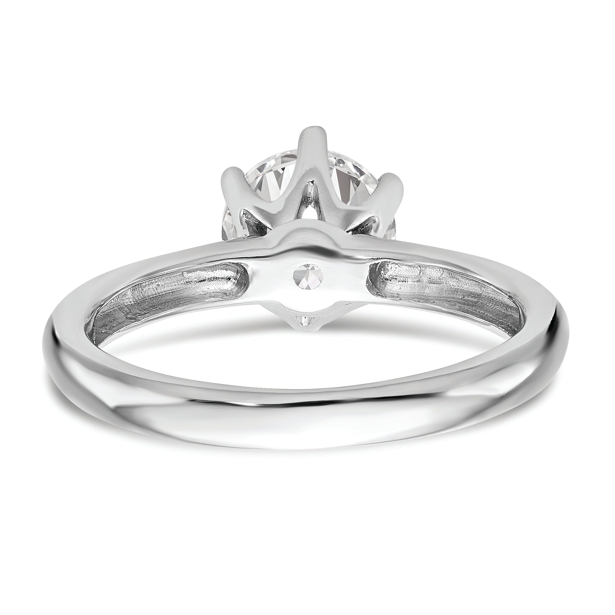 14k White Gold Six-Prong 1 carat center Round Solitaire Engagement Ring Mounting (No Stones Included)