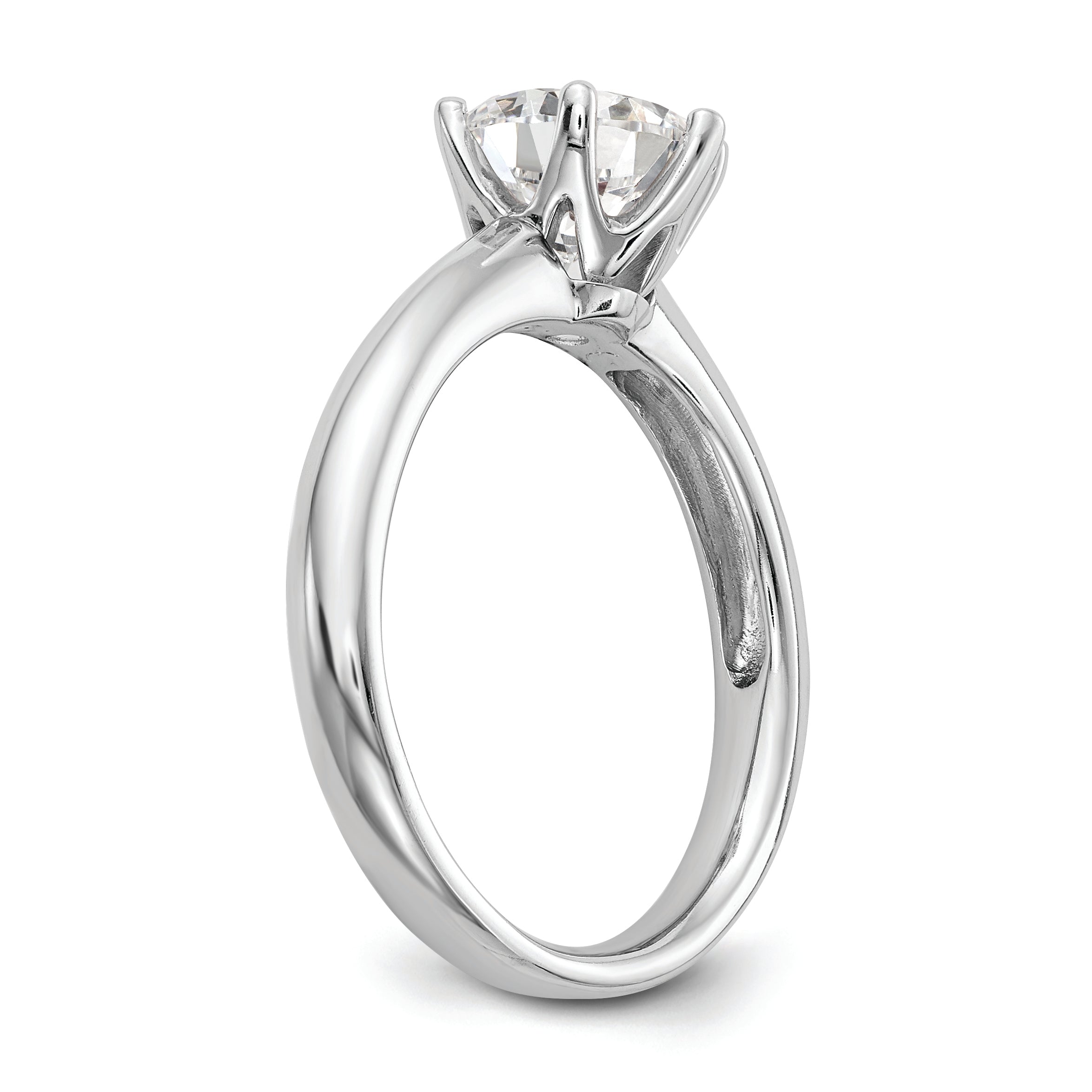 14k White Gold Six-Prong 1 carat center Round Solitaire Engagement Ring Mounting (No Stones Included)