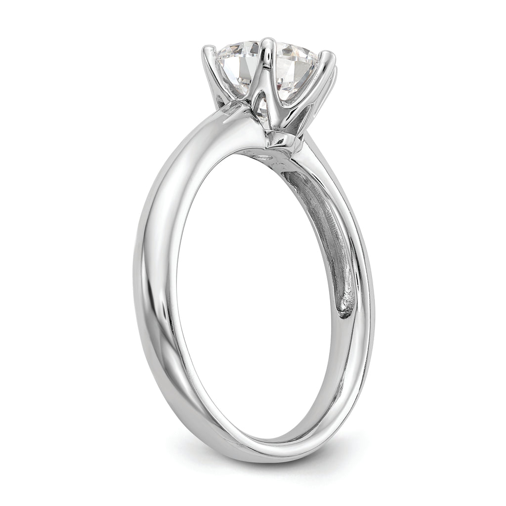 14k White Gold Six-Prong 1 carat center Round Solitaire Engagement Ring Mounting (No Stones Included)