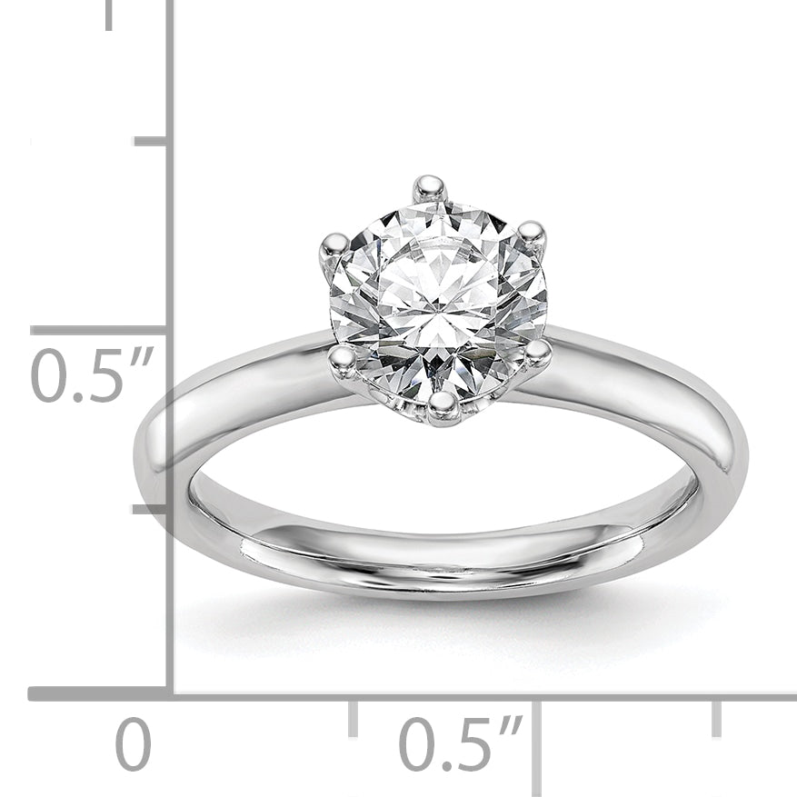 14k White Gold Six-Prong 1 carat center Round Solitaire Engagement Ring Mounting (No Stones Included)