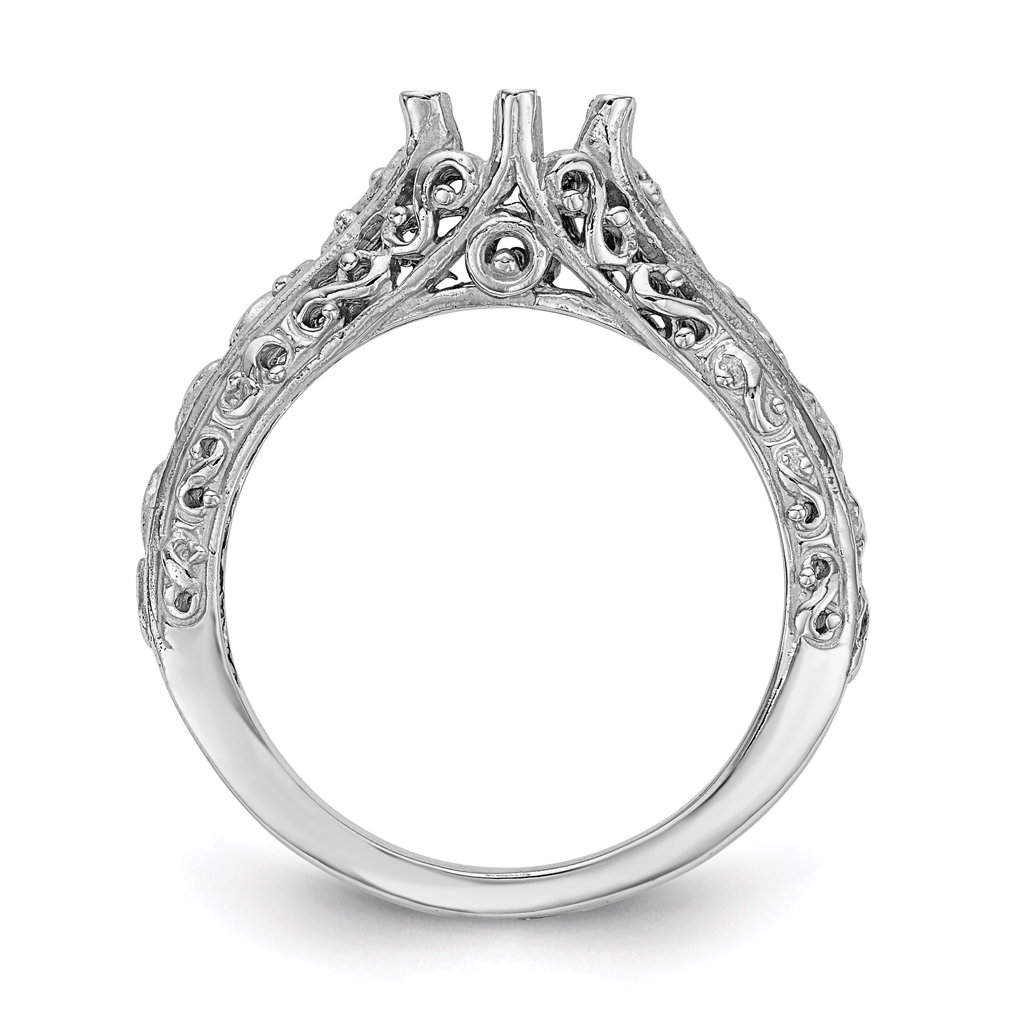 14k White Gold Round Solitaire 5/8 carat Center Vintage Engagement Ring Mounting (No Stones Included)
