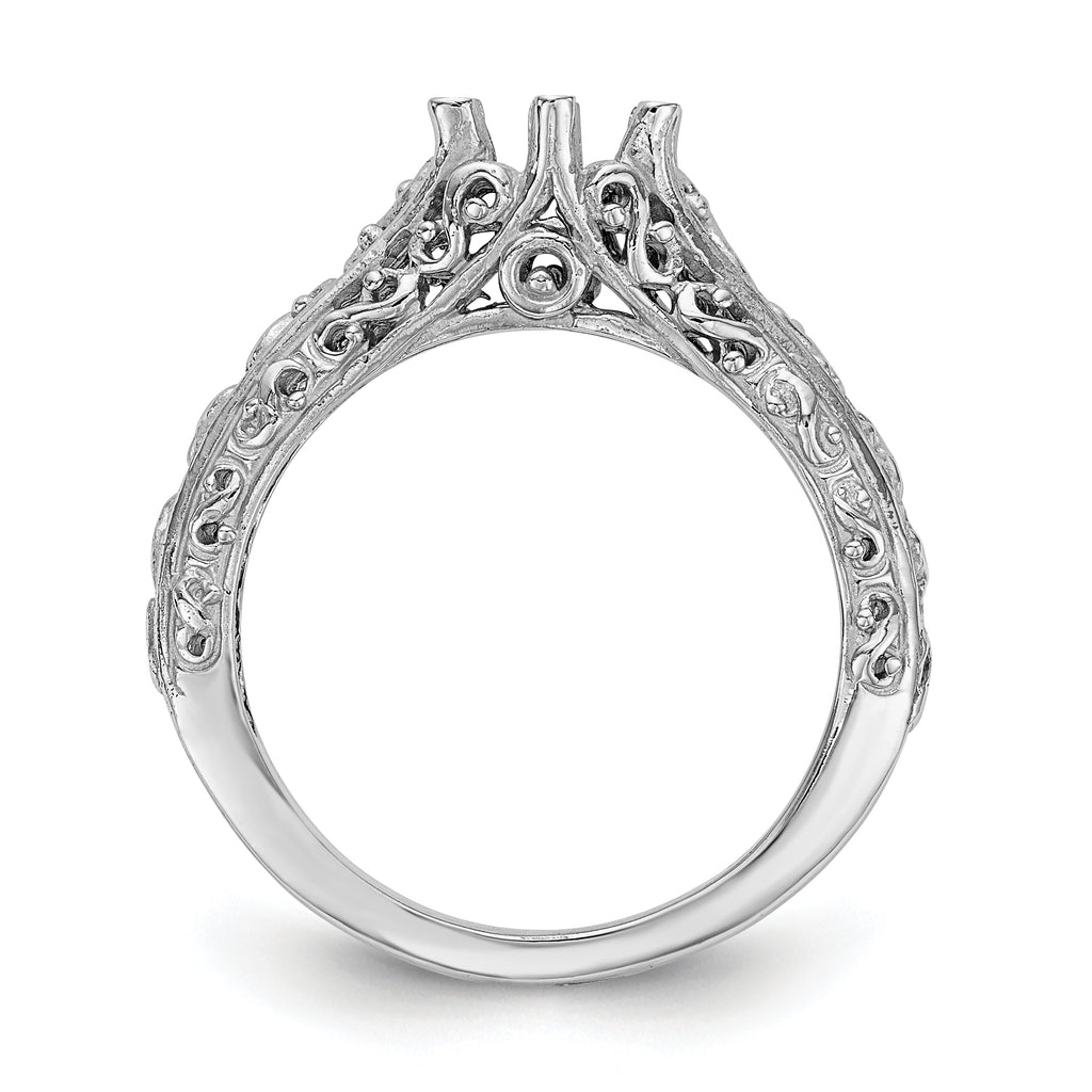 14k White Gold Round Solitaire 5/8 carat Center Vintage Engagement Ring Mounting (No Stones Included)