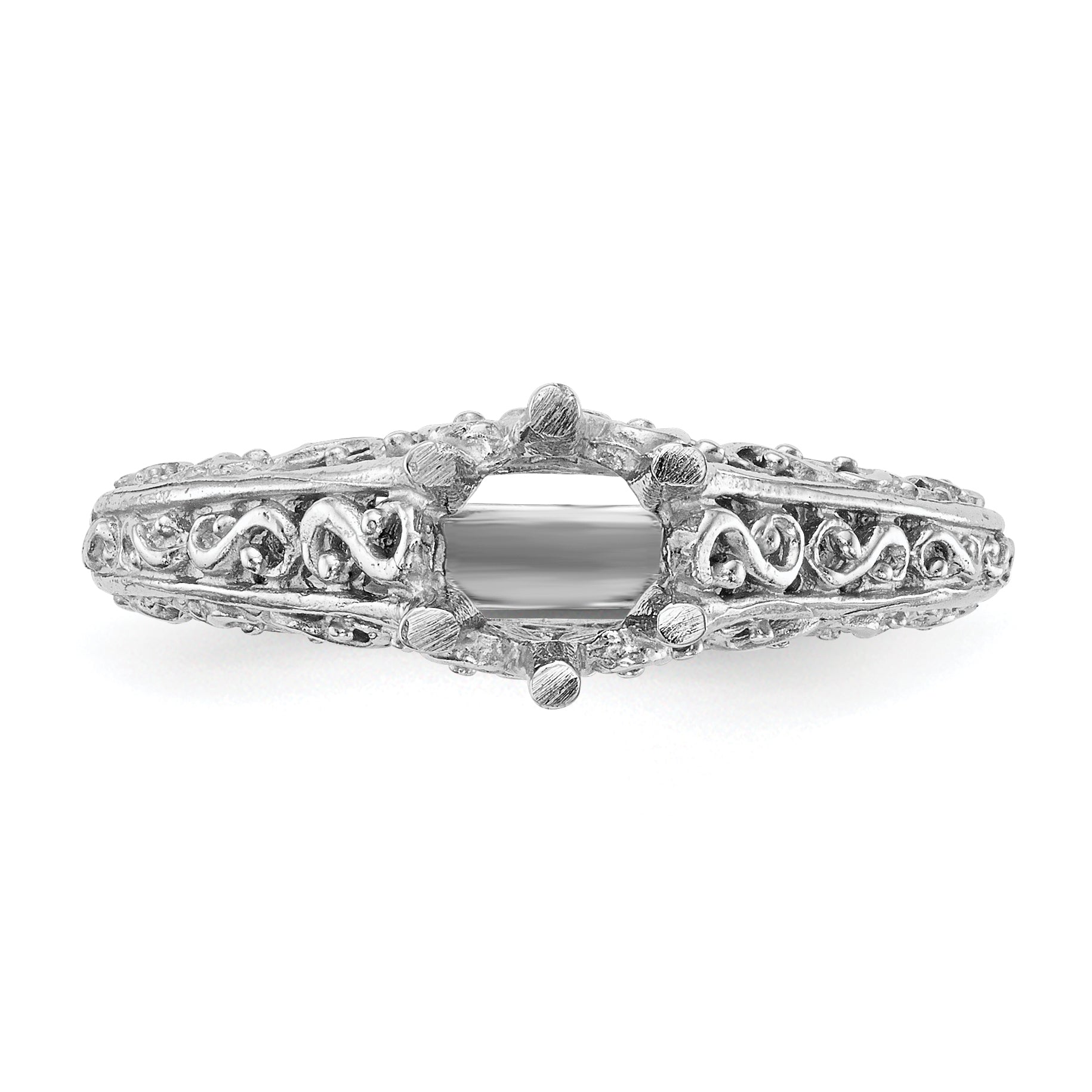 14k White Gold Round Solitaire 5/8 carat Center Vintage Engagement Ring Mounting (No Stones Included)
