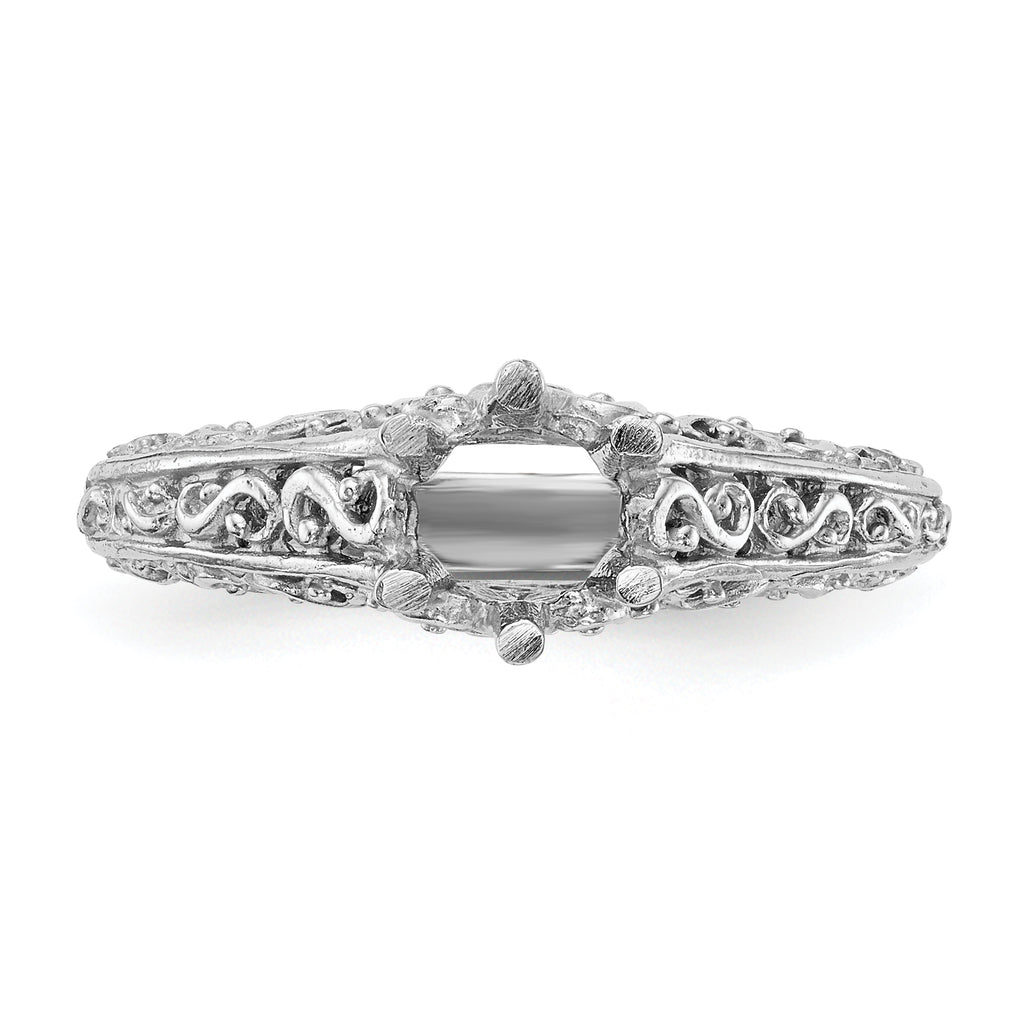 14k White Gold Round Solitaire 5/8 carat Center Vintage Engagement Ring Mounting (No Stones Included)