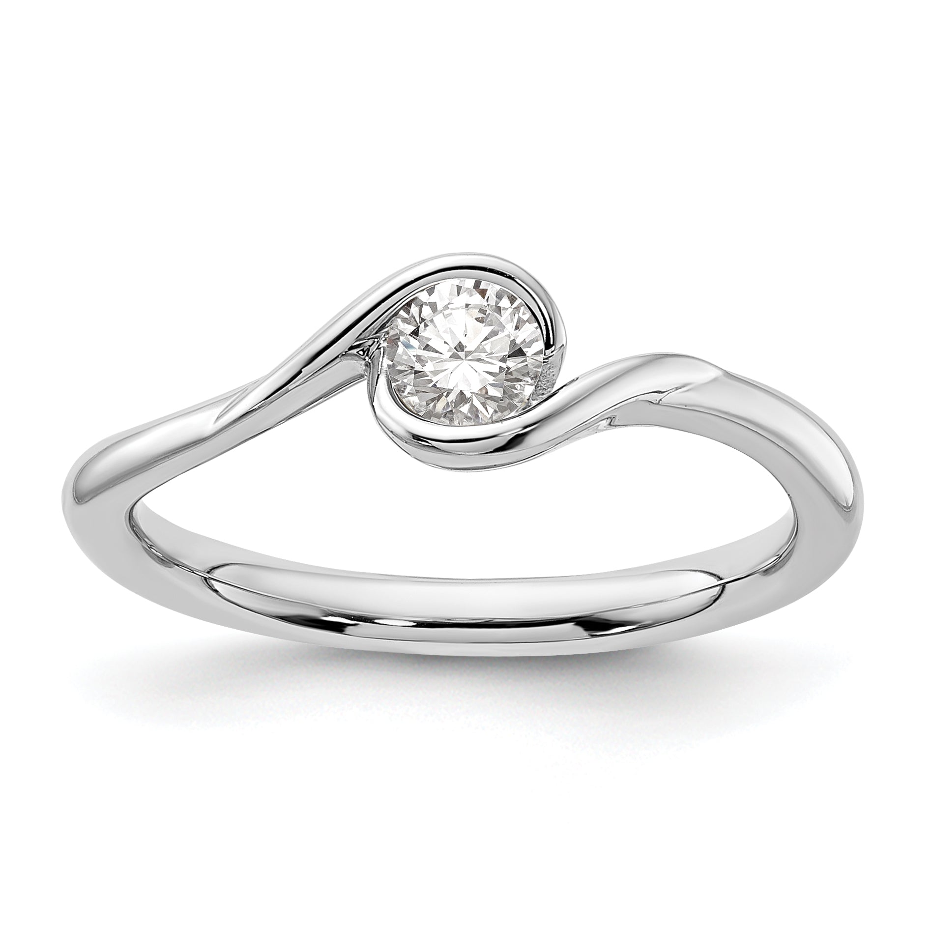 14k White Gold 1/4 carat Lab Grown Diamond VS/SI+ G+ Complete Round Solitaire Engagement Ring