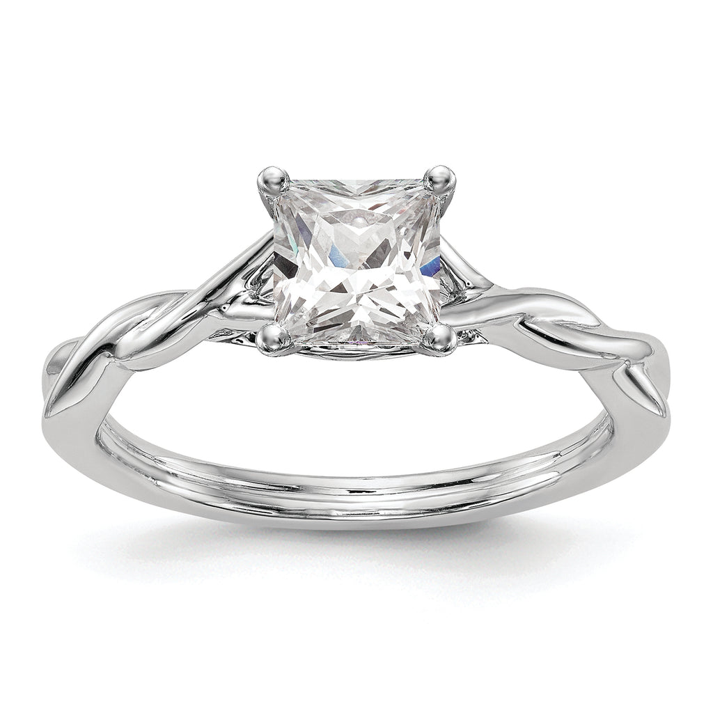 14k White Gold Twist Solitaire Peg Set Engagement Ring Mounting (No Stones Included)