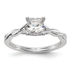 14k White Gold Twist Solitaire Peg Set Engagement Ring Mounting (No Stones Included)