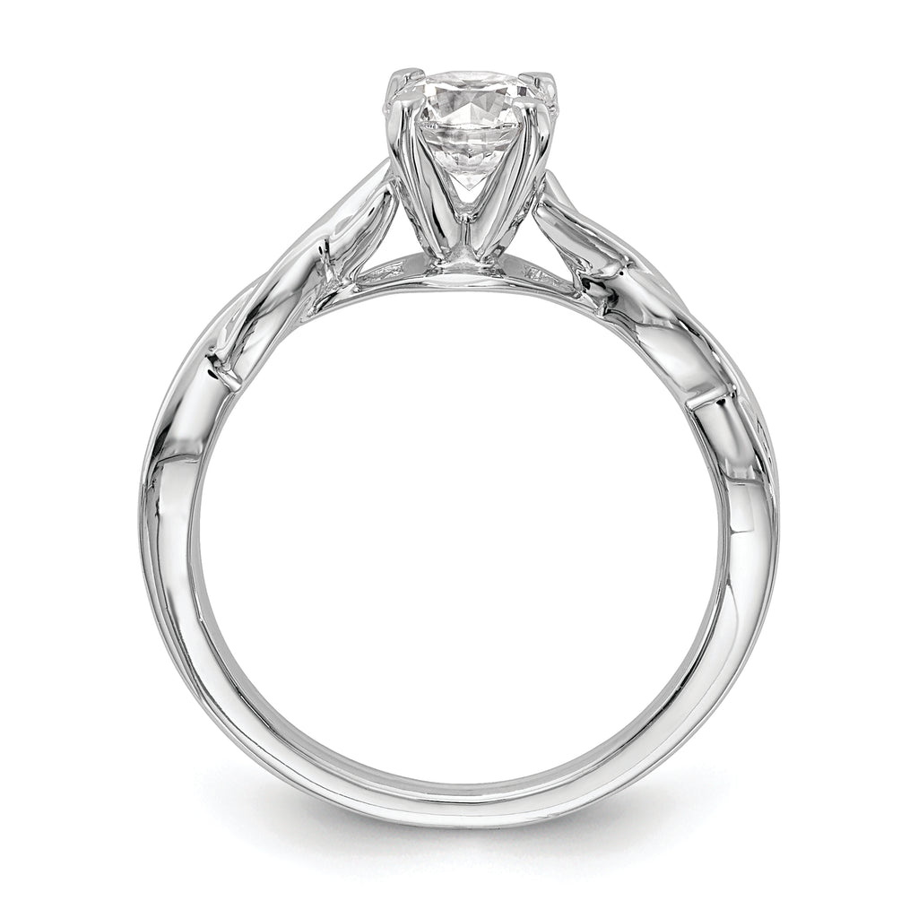14k White Gold Twist Solitaire Peg Set Engagement Ring Mounting (No Stones Included)